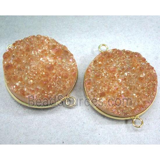 orange electroplated druzy quartz connector