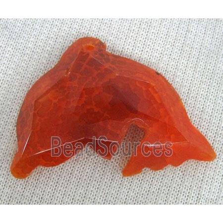 agate dolphin pendant, faceted, mixed color