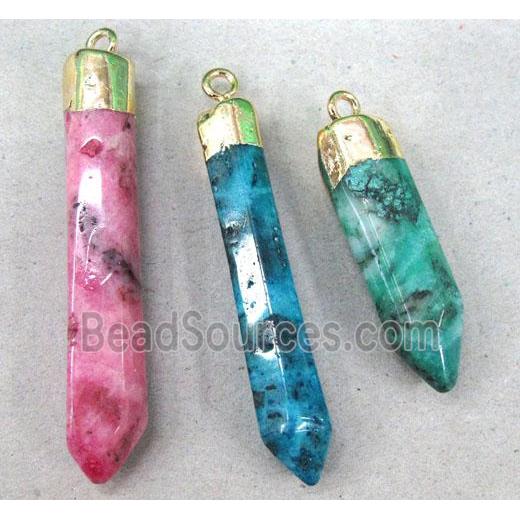 mixed clear quartz pendants, bullet