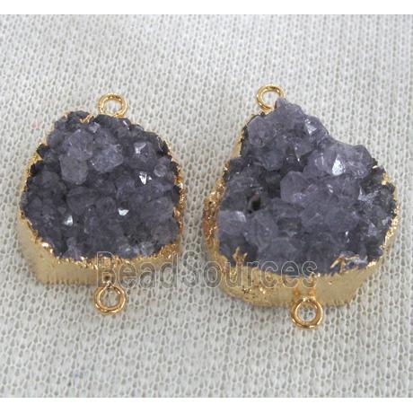 druzy amethyst connector, freeform