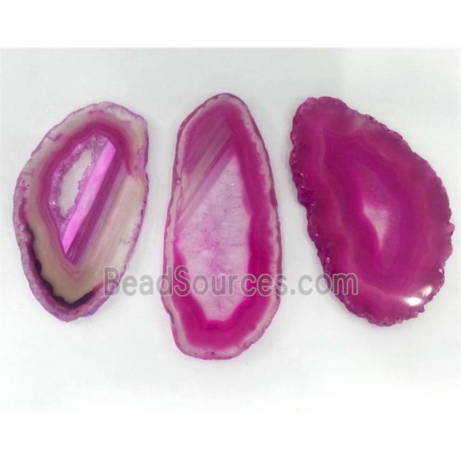 hotpink agate slab pendant, freeform, no-hole