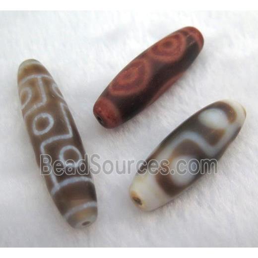 tibetan Dzi beads, barrel, mixed