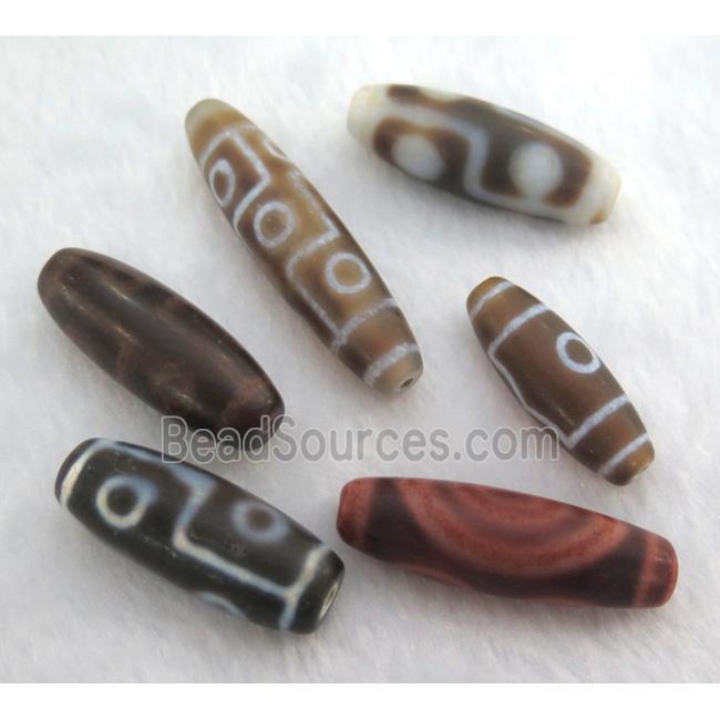 tibetan Dzi beads, barrel, mixed