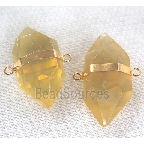 lemon quartz connector with double point, gold plated