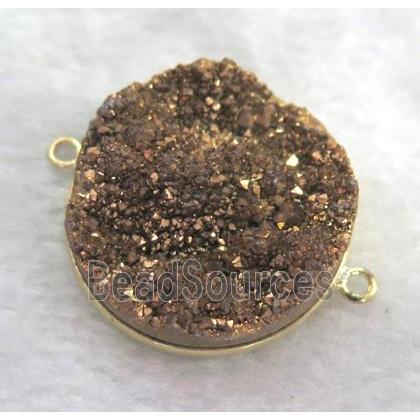 druzy quartz connector, gold electroplated