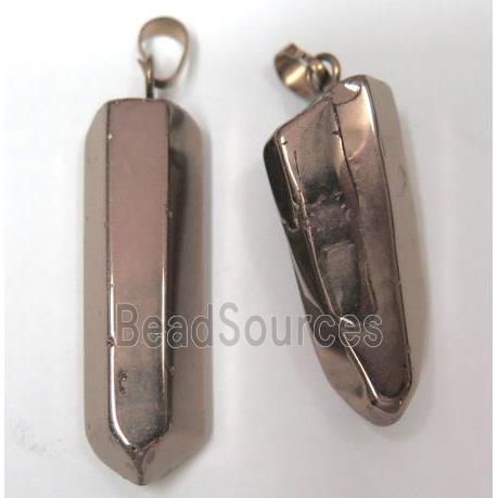 clear quartz pendant, stick, coffee electroplated