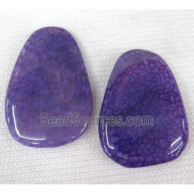 agate slice pendant, freeform, purple