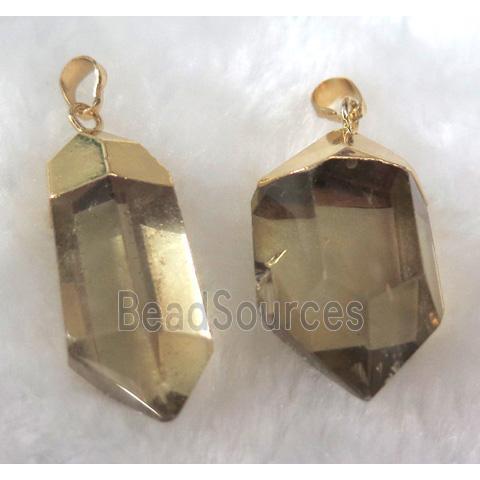 golden smoky quartz pendant, point