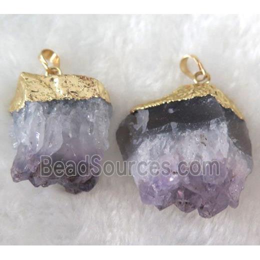 druzy amethyst pendant, freeform