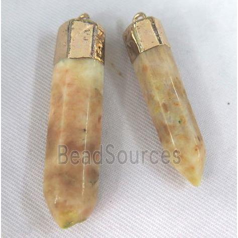 clear quartz stick pendant, yellow, bullet