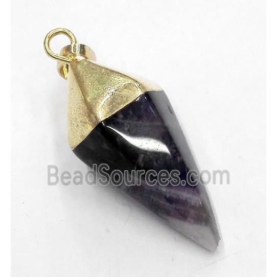 amethyst pendant, bullet, gold plated