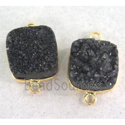 black druzy quartz connector, square