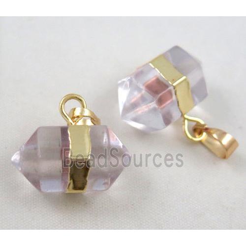 clear quartz pendant, synthetic with crystal, bullet