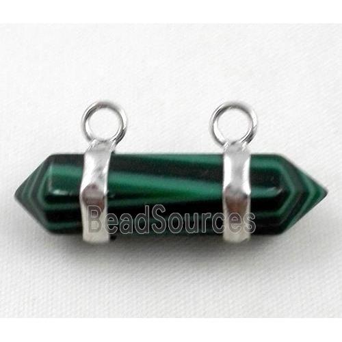 malachite pendant with 2-holes, bullet