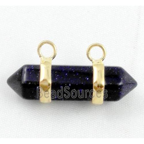 Blue SandStone pendant with 2-holes, bullet