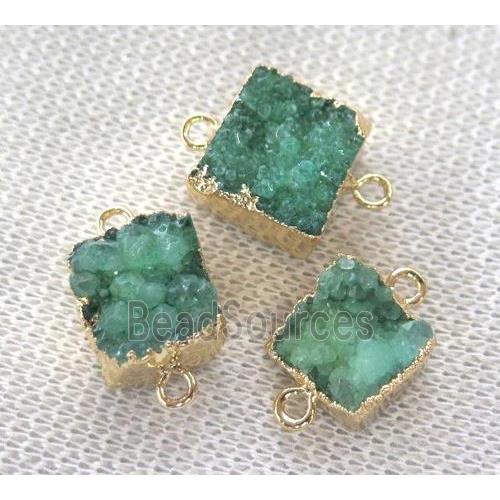 green druzy quartz connector, square