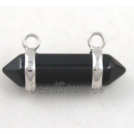 black agate pendant with 2-holes, bullet