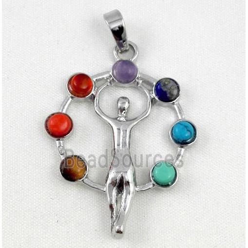 mixed gemstone Chakra pendant