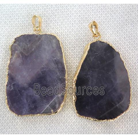 amethyst slab pendant, flat freeform