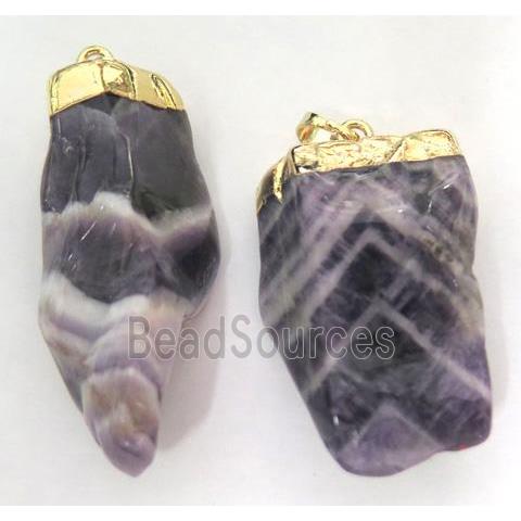 amethyst pendant, freeform, gold plated