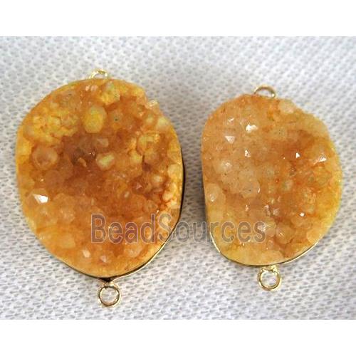 yellow druzy quartz connector, freeform