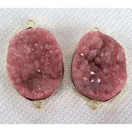 red druzy quartz connector, freeform