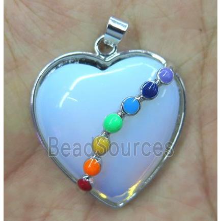 opalite pendant, heart