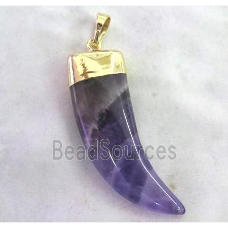 Amethyst horn pendant, purple