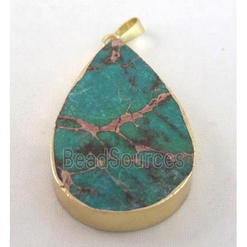 green Sea Sediment jasper pendant, teardrop