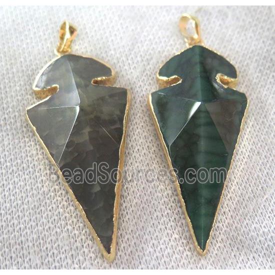 green agate arrowhead pendant, point