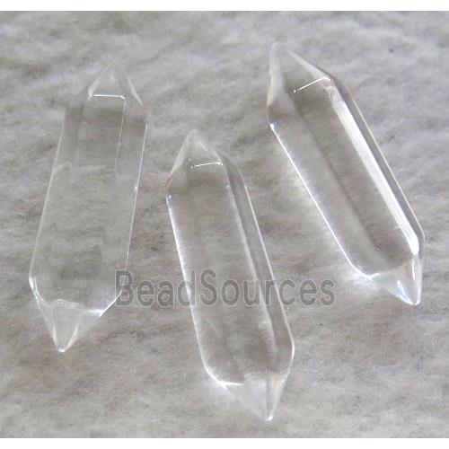 clear quartz bullet charm, no-hole