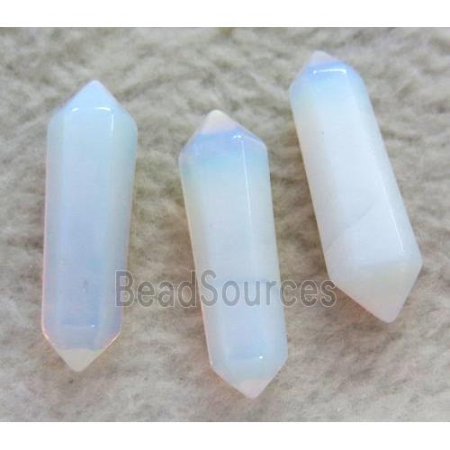 white opalite bullet charm, no-hole