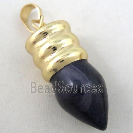 dark-purple amethyst bullet pendant, gole plated