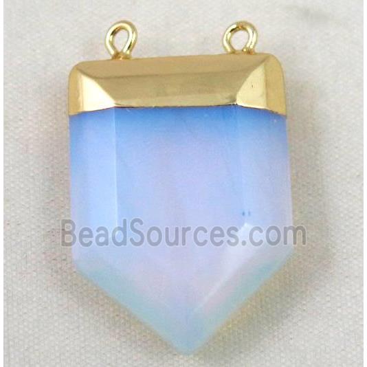 white opalite pendant, bullet, gold plated