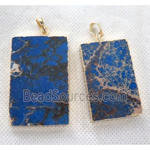 Sea Sediment Jasper pendant, rectangle, blue