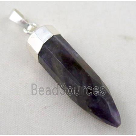 amethyst pendant, bullet, silver plated