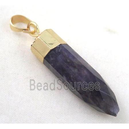 amethyst bullet pendant, gold plated