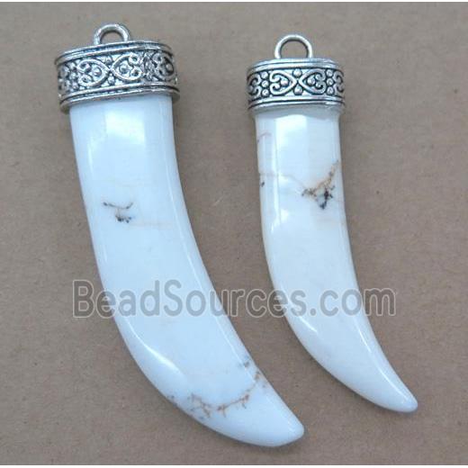 Turquoise horn pendant, white