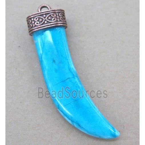 blue Turquoise horn pendant