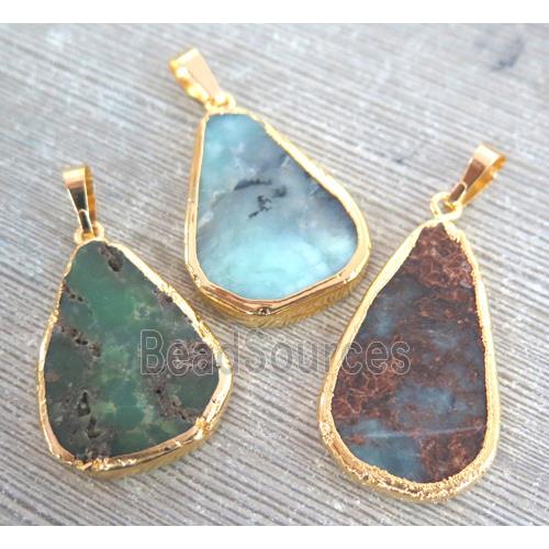 Australian Chrysoprase Pendant, gold plated