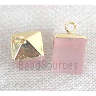 Rose Quartz pendant, cube