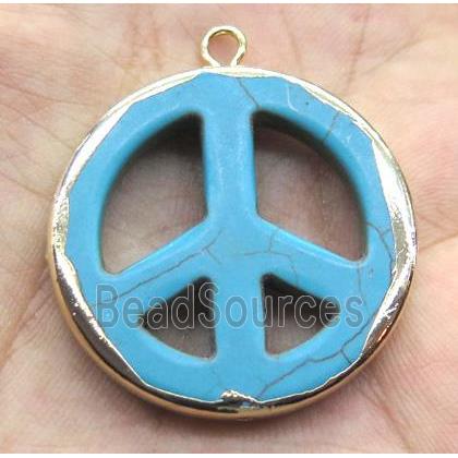 turquoise pendant, peace sign