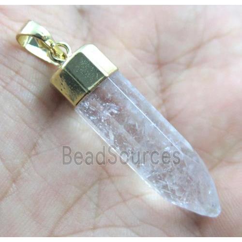 clear quartz pendant, bullet, gold plated