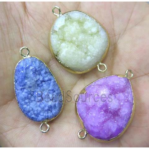 druzy quartz connector, freeform, mixed color