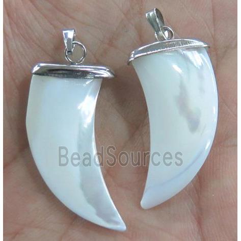 white pearl shell pendant, cattle horn