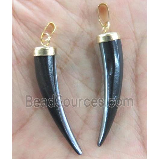 black pearl shell pendant, cattle horn