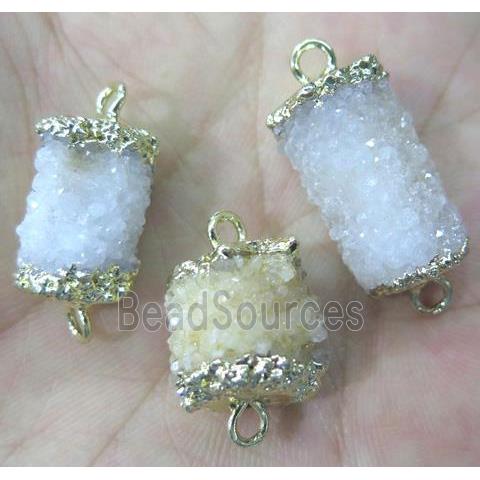 clear quartz druzy connector, tube