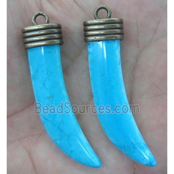 blue turquoise horn pendant