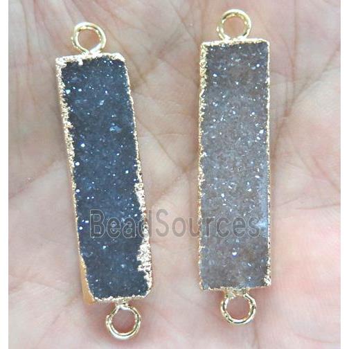 agate druzy connector, rectangle, AA grade