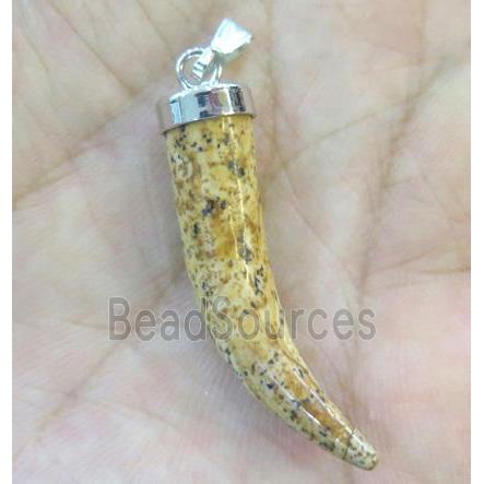 Picture Jasper Horn Pendant